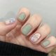 thumbnail image 1 of Uñas postizas acrílicas cortas y cuadradas con diseño floral colorido, reutilizables para mujer., 1 of 5