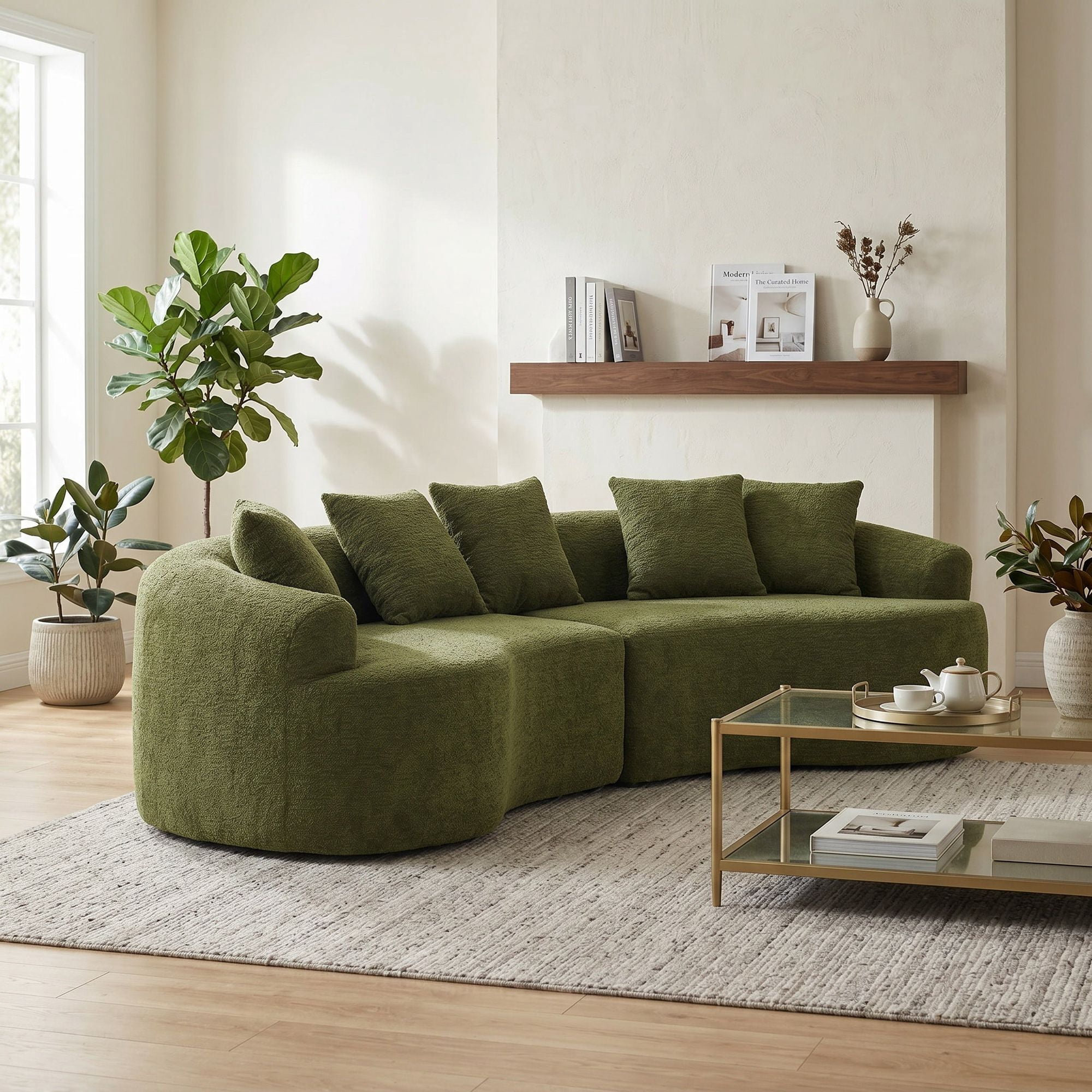 Sailvan 110" Boneless Modular Sectional, Chenille Sleeper Couch for Living Room Apartment