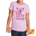 thumbnail image 3 of Del Sol Youth Girls Crew Tee - Tales of a Mermaid, Lilac T-Shirt - Changes from Pink to Vibrant colors in the Sun - 100% Combed, Ring-Spun Cotton, Short Sleeve, 3 of 3