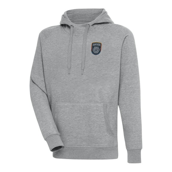 Men's Antigua Heather Gray San Diego FC Victory Raglan Pullover Hoodie