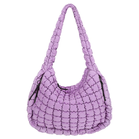 Bolsa acolchada Juoxeepy, grande, de nailon morado para mujer