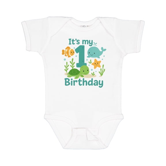 Inktastic First Birthday Sea Creatures Celebration Boys or Girls Baby Bodysuit
