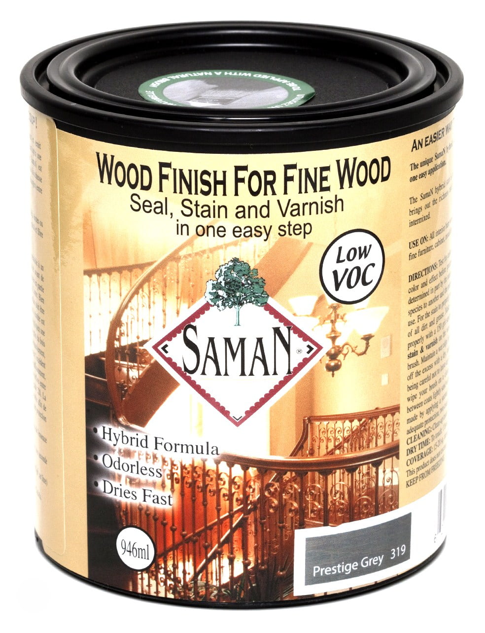 Saman Products Sam3191l 946 Ml Prestige Gray Wood Finish Seal, Stain