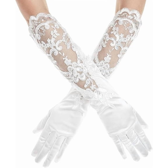 Yoyauz Long Opera Party Gloves 20's Ladies Satin Dress Gloves, Silk Gloves Elastic Adult Size Gloves