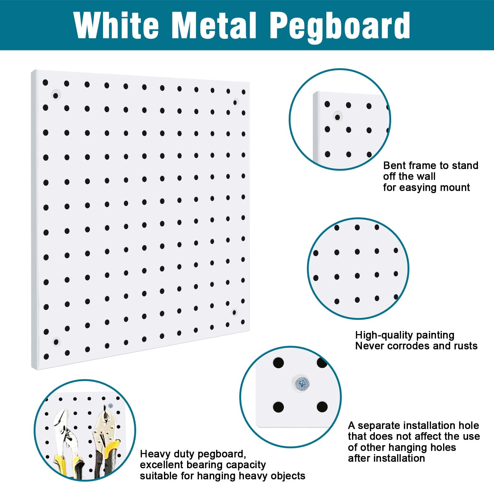 6-Pack Steel Pegboard with 106 Hooks Bins & Locks - Complete Wall Organization Kit 12x12 Inch