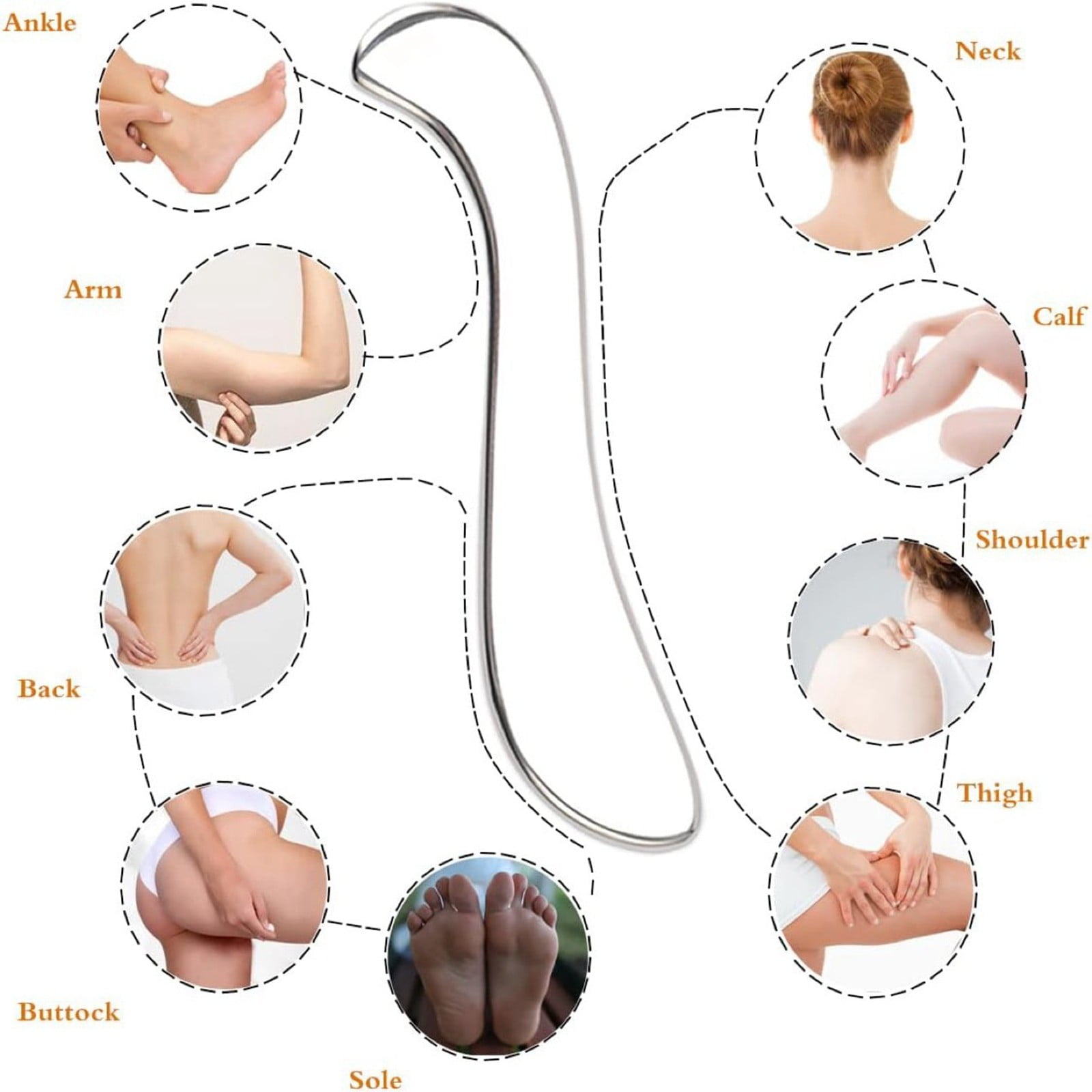 Stainless Steel Fascia Release Tool For Muscle Tissue Massage Scraping S Shaped Myofascial Release Tool For Face And Body Relaxation Face Washers Lip Skin Remover Face Toning Belts Exfoliating