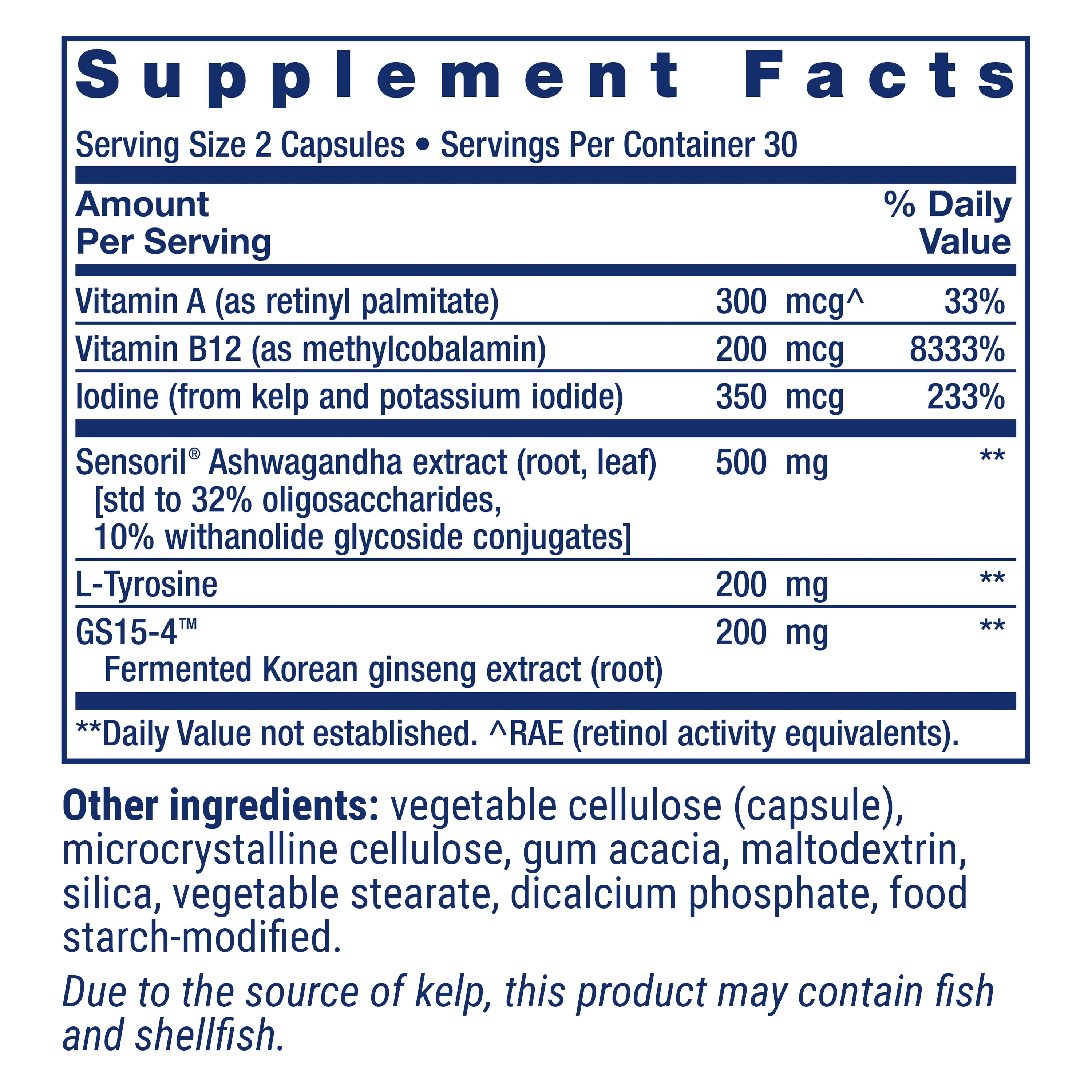 Life Extension Thyroid Support Complex - Thyroid Health Support Supplement with Vitamins A, B, Iodine, Magnesium, L-Tyrosine, Ashwagandha & Ginseng for Energy – Non-GMO, Gluten-Free - 60 Capsules