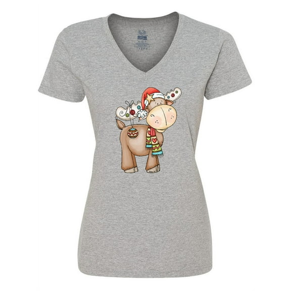 Inktastic Christmas Molly Moose Women's V-Neck T-Shirt