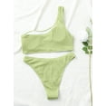 thumbnail image 4 of SEARIPE Women Textured One Shoulder High Waisted Bikini Swimsuit Mint Green M, 4 of 7