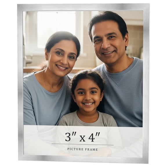 3x4 In Frame Silver Real Wood Picture Frame Width 0.75 inches | Interior Frame Depth 0.5 inches |