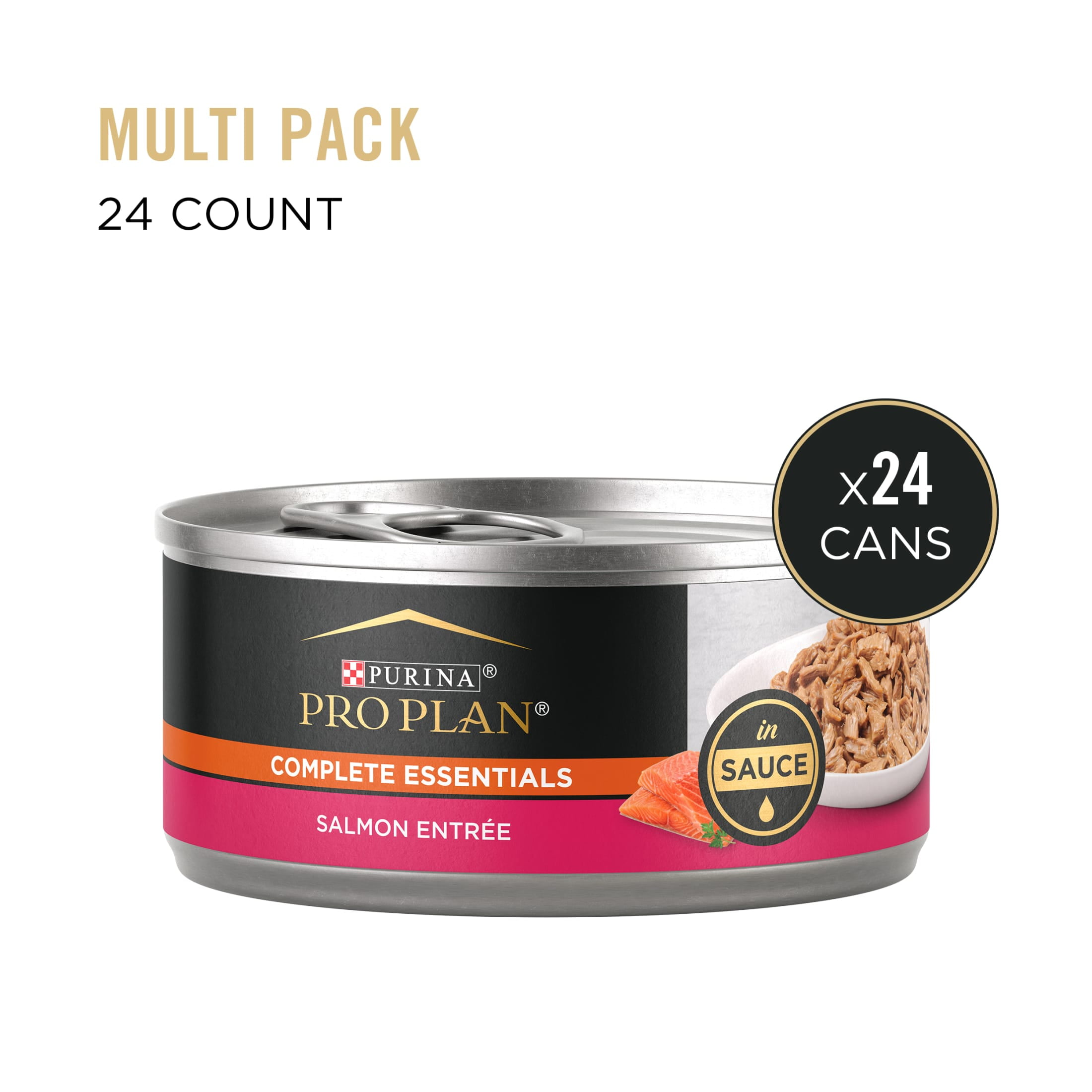 Purina Pro Plan Complete Essentials, Salmon Entree, Wet Cat Food, 5.5 oz Cans, 24 Pack