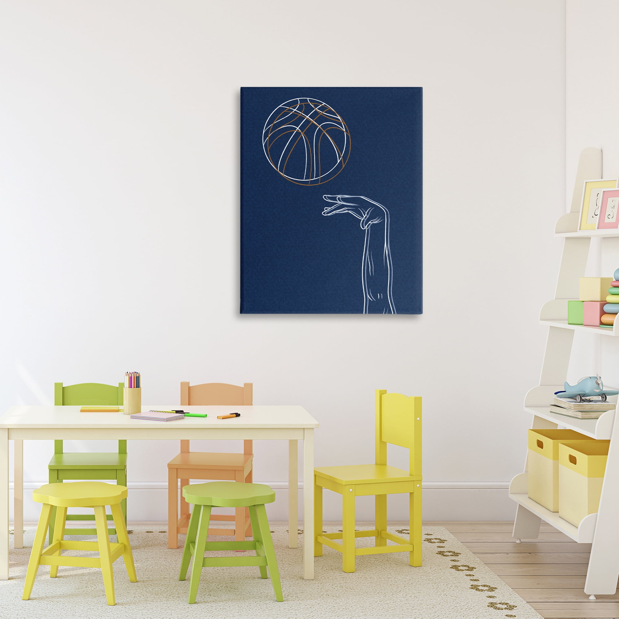 Stupell Industries Basketball Lines Contour Canvas Wall Art, design by Marcus Prime