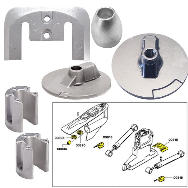 Kit de ánodos Tecnoseal Mercury Bravo 3 2004-Presente Magnesio