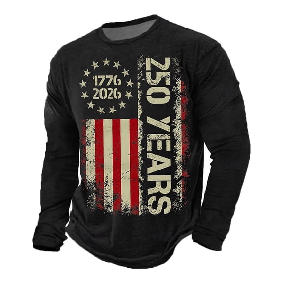 Dresfit Patriots Shirts Mens We the People 250 Years Of America Shirts Long Sleeve Independence Day Shirt National Flag Print Graphic Patriots Sweatshirts Black S