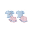 thumbnail image 2 of BemeyourBBs Toddler Baby Girl Summer Clothes Cute Infant Baby Girl 2 Pieces Outfit Princess Car High Heel Shoes Embroidered Puff Short Sleeve TShirt Tops and Shorts Set, 2 of 9