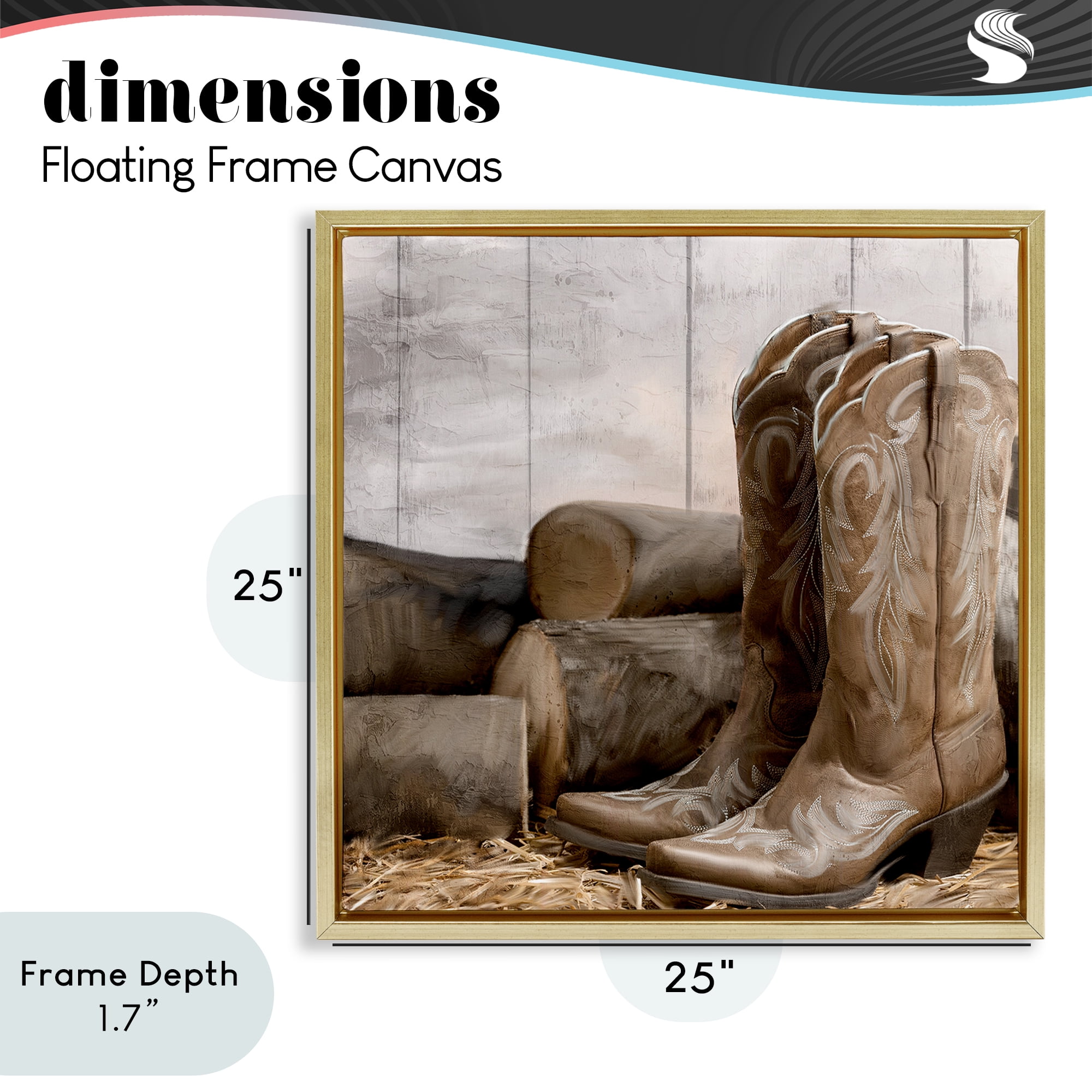 Stupell Industries Kick Off Your Boots Gold Framed Floater Canvas Wall Art, design by Kim Allen
