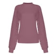 thumbnail image 5 of CEHVOM Women's Round Neck Long Sleeved Lace Stitching Loose Tops Solid Sweatershirt, 5 of 5