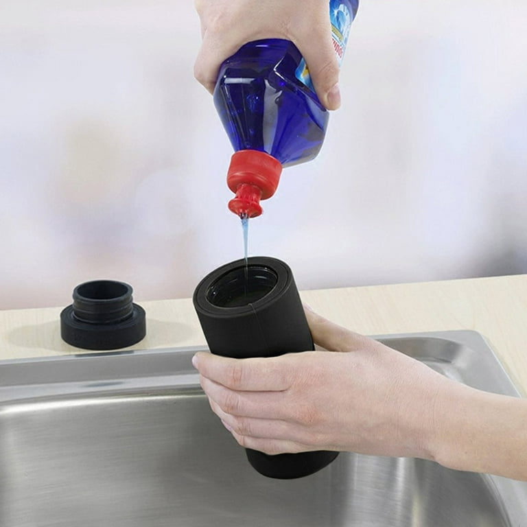 Dish Soap Squeeze Bottle for Sink Kitchen, Silicone Hand Soap Dispenser for  Bathroom, Countertop Dispenser (Black) 