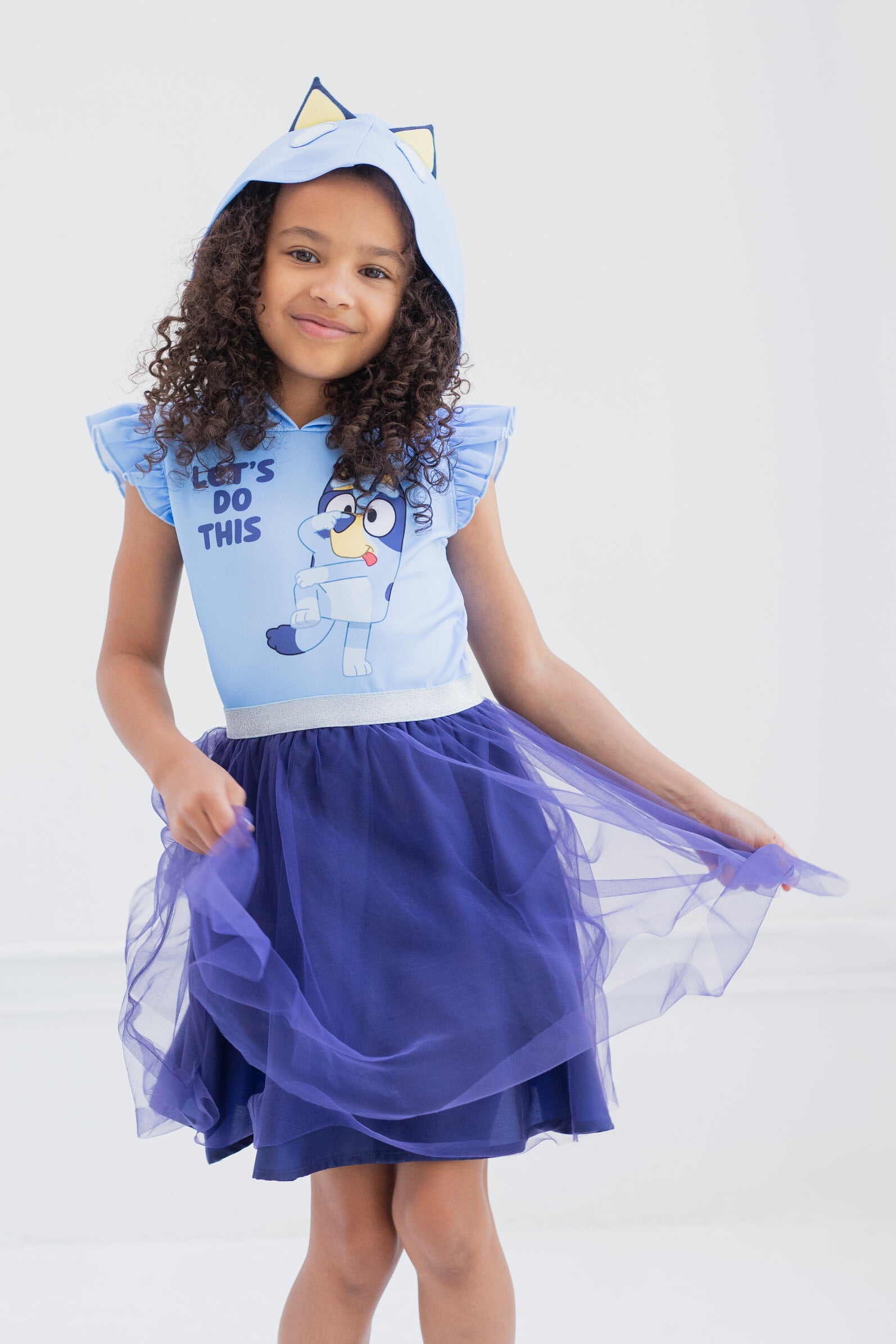 Bluey Little Girls Mesh Cosplay Dress Toddler to Big Kid