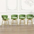thumbnail image 4 of Bar Chair Linen Woven Bar Stool Set of 2,Golden legs Barstools No Adjustable Kitchen Island Chairs,360 Swivel Bar Stools Upholstered Bar Chair Counter Stool Arm Chairs with Back Footrest, (Green), 4 of 9