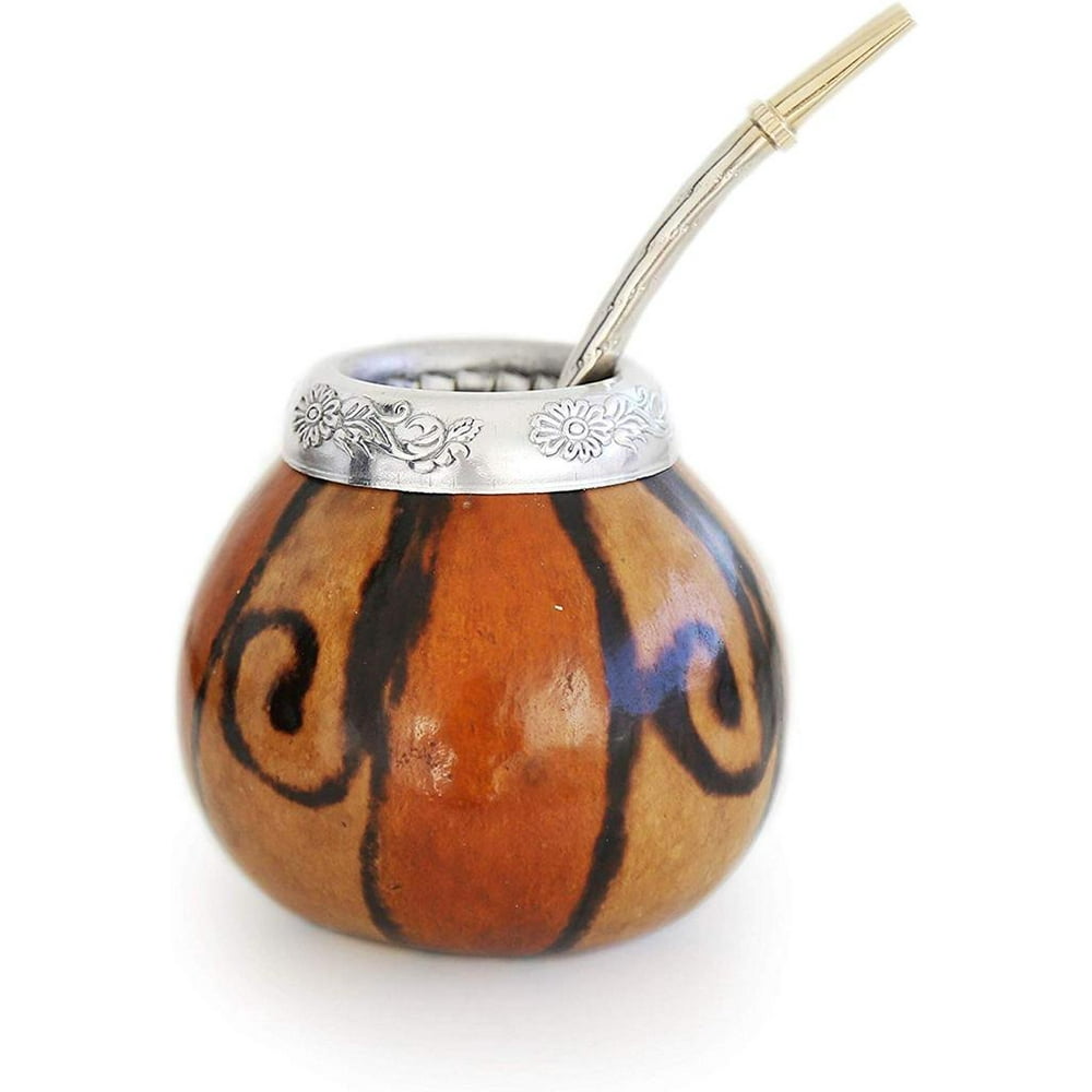 yerba mate gourd (matte cup) and Bombilla straw traditional yerba