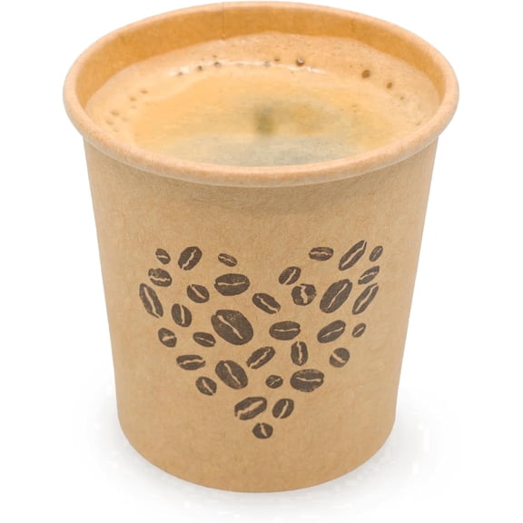 ECODESIGN-US 100 Pack Disposable Coffee Cups - 4 Oz Espresso - Kraft Unbleached Paper Cups for Home Office or Party