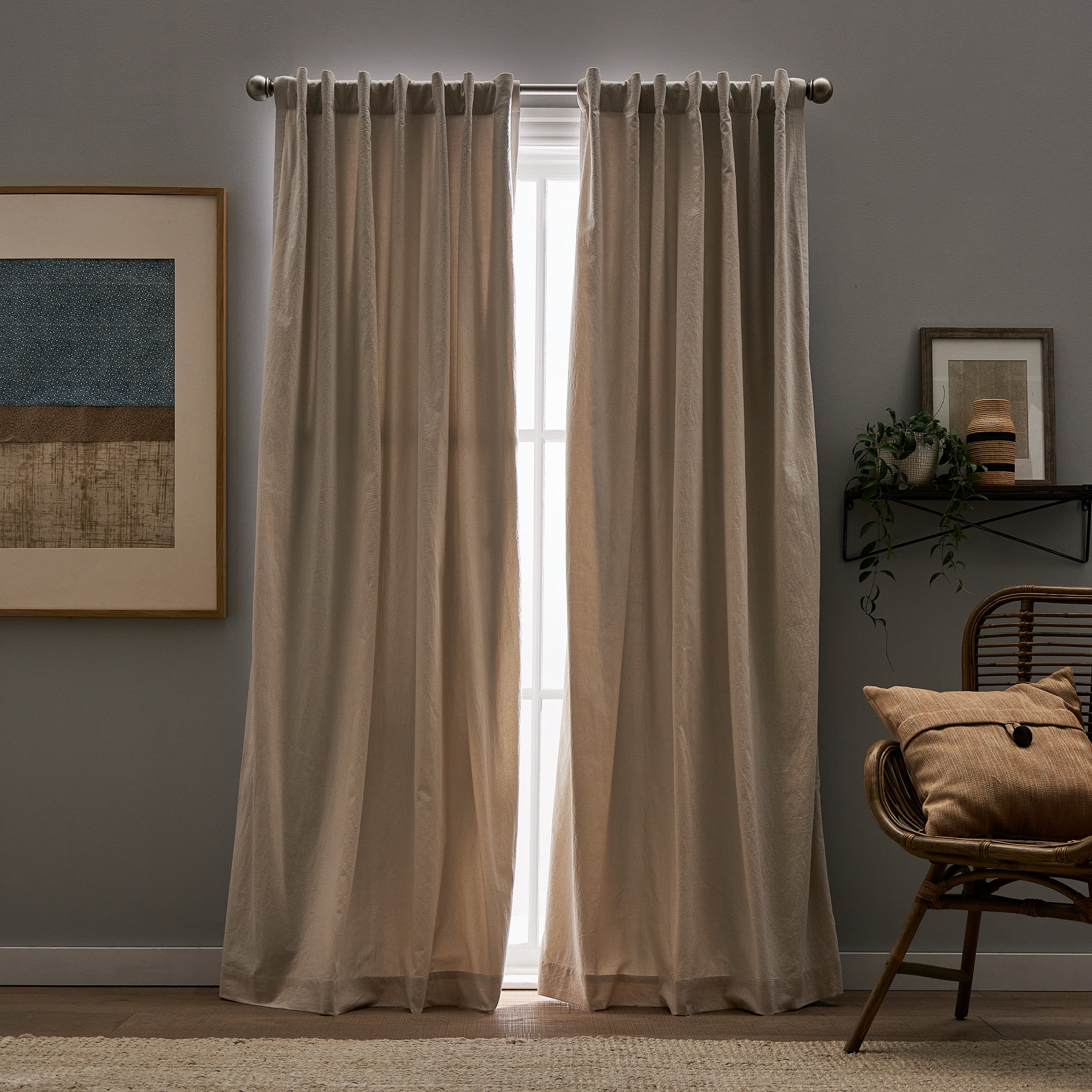 Peri Home Sanctuary Backtab, Color Linen, 50" x 84", Cotton, Room Darkening, Curtain Panel Pair