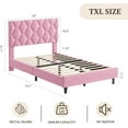 thumbnail image 2 of Twin-XL Size Bed Frame, Platform Bed Frame with Upholstered Adjustable Headboard, Mattress Foundation with Strong Wooden Slats Support, No Box Spring Needed, Noise Free, Easy Assembly, Pink, 2 of 8