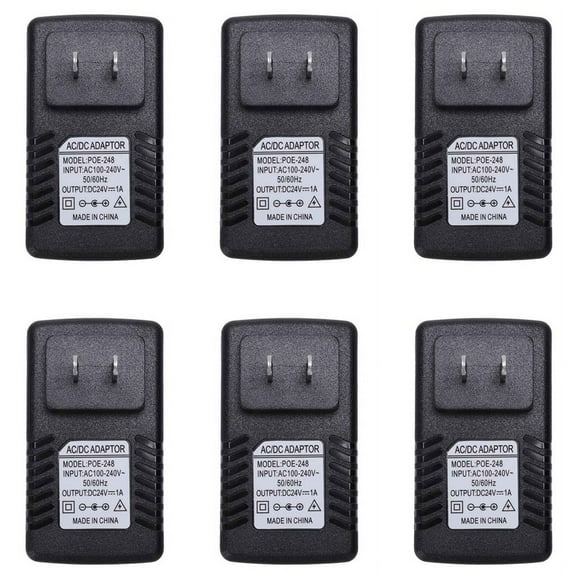 6X Alimentation Adaptateur Injecteur Ethernet POE pour Téléphone IP Passerelle Caméra IP (24V/1A Prise US)