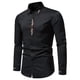 thumbnail image 1 of Camisa de solapa bordada de manga larga con cierre de botón de moda sólida informal para hombre Pompotops oipoqjl50406, 1 of 9