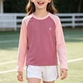 thumbnail image 2 of OOOUM Boys Raglan Long Sleeve Athletic Shirts Quick Dry Breathable Summer Tops Lightweight Stretch Training Running Rash Guard Pink 4-5 Years, 2 of 5
