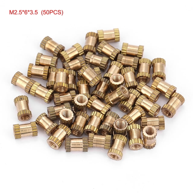 M2.5 Cylindre en Laiton Moleté Rond Moulé dans des Écrous Encastrés (M2.5 * 6 * 3,5; 50pcs)