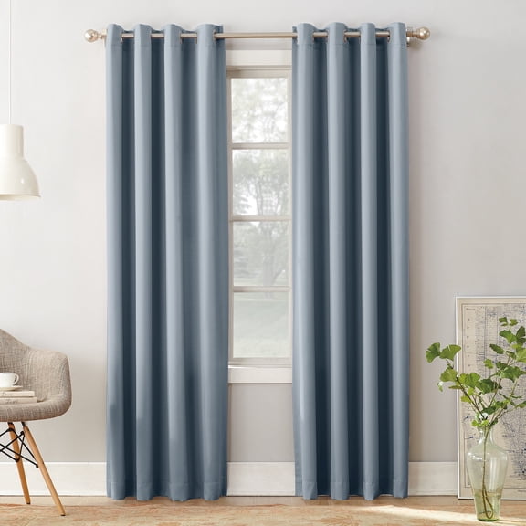 Sun Zero Madison Energy Saving Grommet Curtain Panel, 54"W x 120"L, Vintage Blue