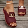 thumbnail image 4 of Xdegoge Women's Flat Slide Sandals Open Toe Summer Shoes Metal Buckle Slip On Casual Beach Vacation Comfortable Daily Walking Footwear, 4 of 8