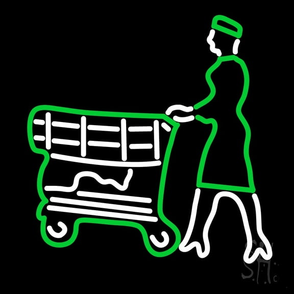 Grocery Logo LED Neon Sign 16 x 16 - inches, Black Square Cut Acrylic Backing, with Dimmer - Bright and Premium built indoor LED Neon Sign for Defence Force.