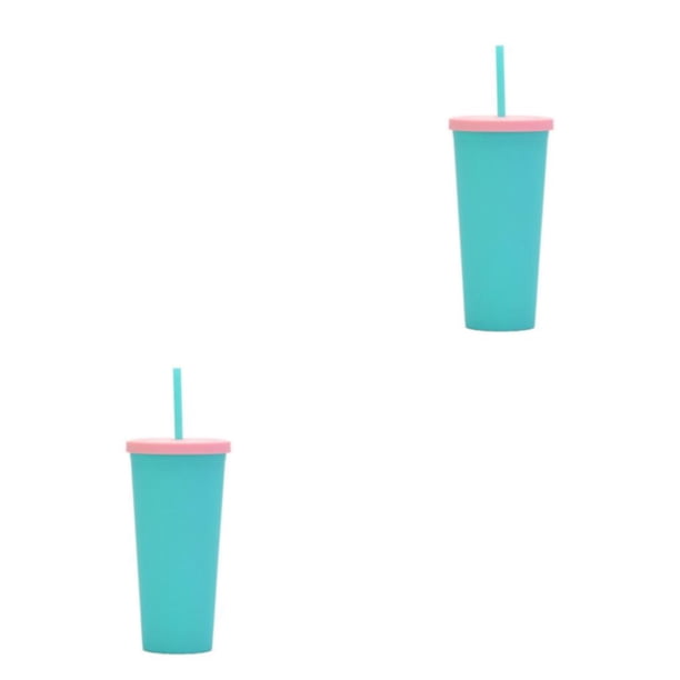 Vaso de Paja de Plástico Doble Capa Naiovety Botella de Té y Café Gran Capacidad 700 ml
