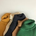 thumbnail image 4 of Generic Boys Warm Sweater Boys Girls Solid Colour Collar Stripe Long Sleeve Sweater Autumn/Winter Warm Wear Toddler Little/big Kids, 4 of 8