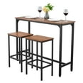 thumbnail image 1 of KFFKFF Bar Table, 3PCS 47″, Bar Tables and Chair Set with Rounded Edge Design, Rectangular Pub Table with Two Stools for Office Desk, Breakfast Corner, Mini Bars, 1 of 9
