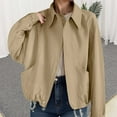 thumbnail image 2 of Vinsonshop Bomber Jacket Women Womens Jackets Dressy Casual Motorcycle Jacket Women Zip Up Jackets for Women Casual Outerwear Spring Jackets Womens Zip Up Jacket Beige L, 2 of 4