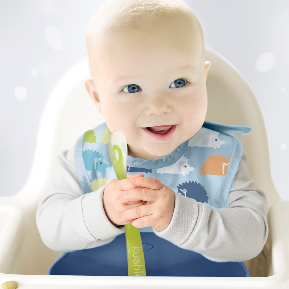 Azure//Pebble Kushies Baby Silifeed Silicone Spoons