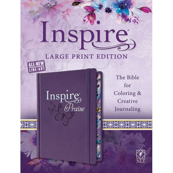 NLT Inspire Praise Bible/Large Print-Purple Hardcover