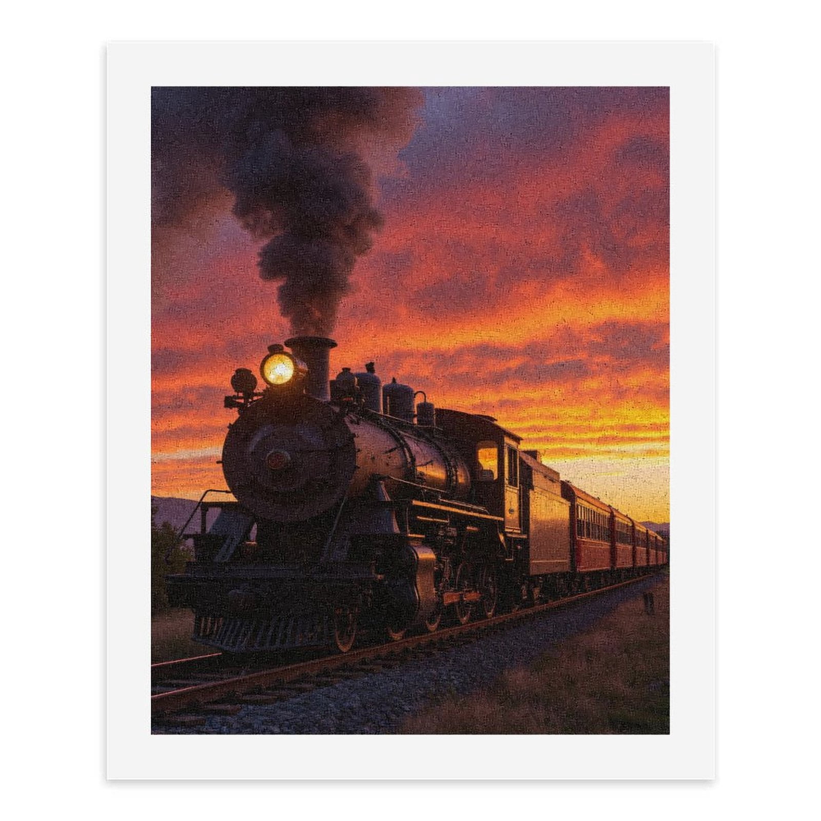 Paint By Numbers Kit for Adults Beginner - DIY Train Sunset Journey Canvas Painting Kits for Adults, Frameless Paint By Number for Adults for Home Wall Decor 16x20 Inch