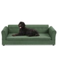 thumbnail image 4 of YIYADO Oversized Elevated Dog Sofa Bed with Backrest & Armrest, Modern Linen Pet Couch for Large Dogs, Olive Green, 4 of 6