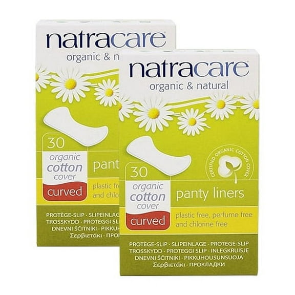 Natracare Organic and Natural Curved Panty Liners, Unscented, 30 Ct, 2 Pack