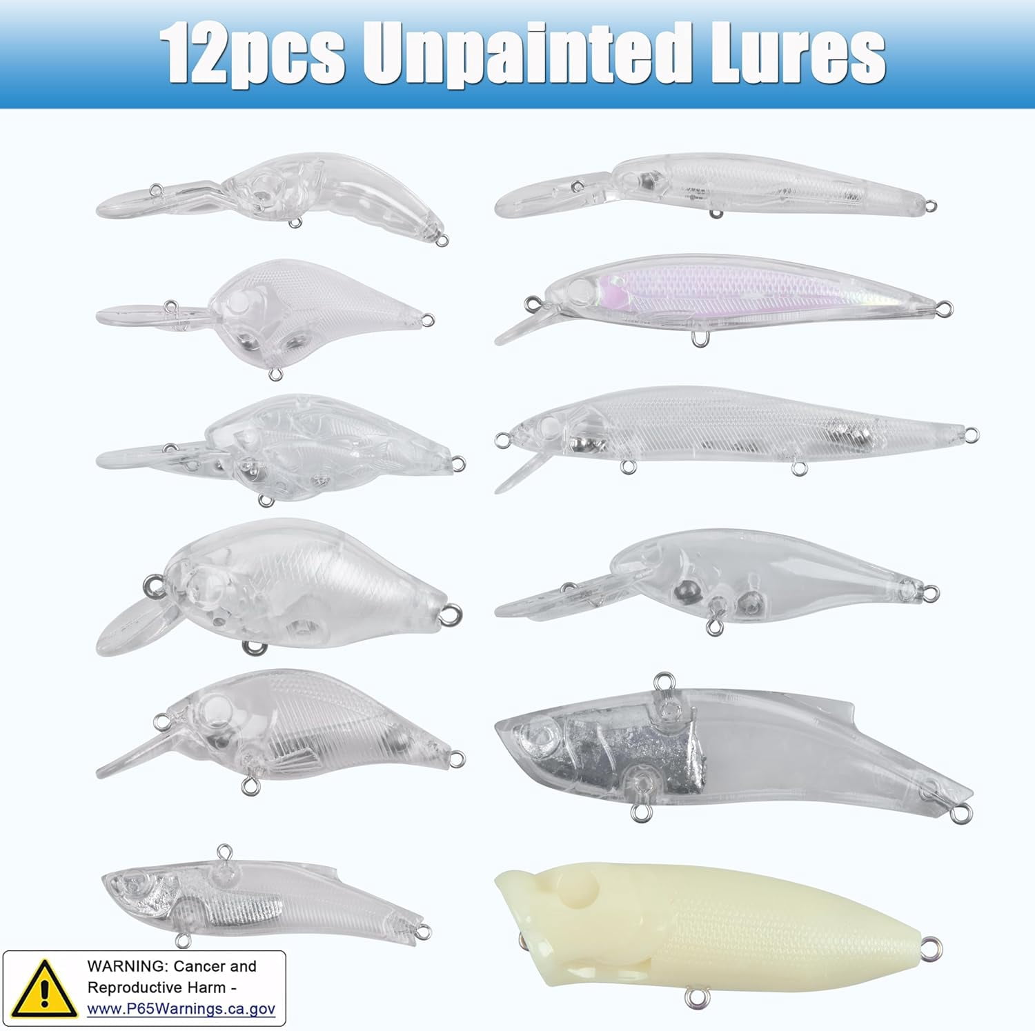 Unpainted Fishing Lure Making Kit DIY Crankbaits Blank Minnow Hard Lures Set, 280pcs Making Fishing Lures Bodies Set Fishing Acceess, DIY Fishing Tackle Kit