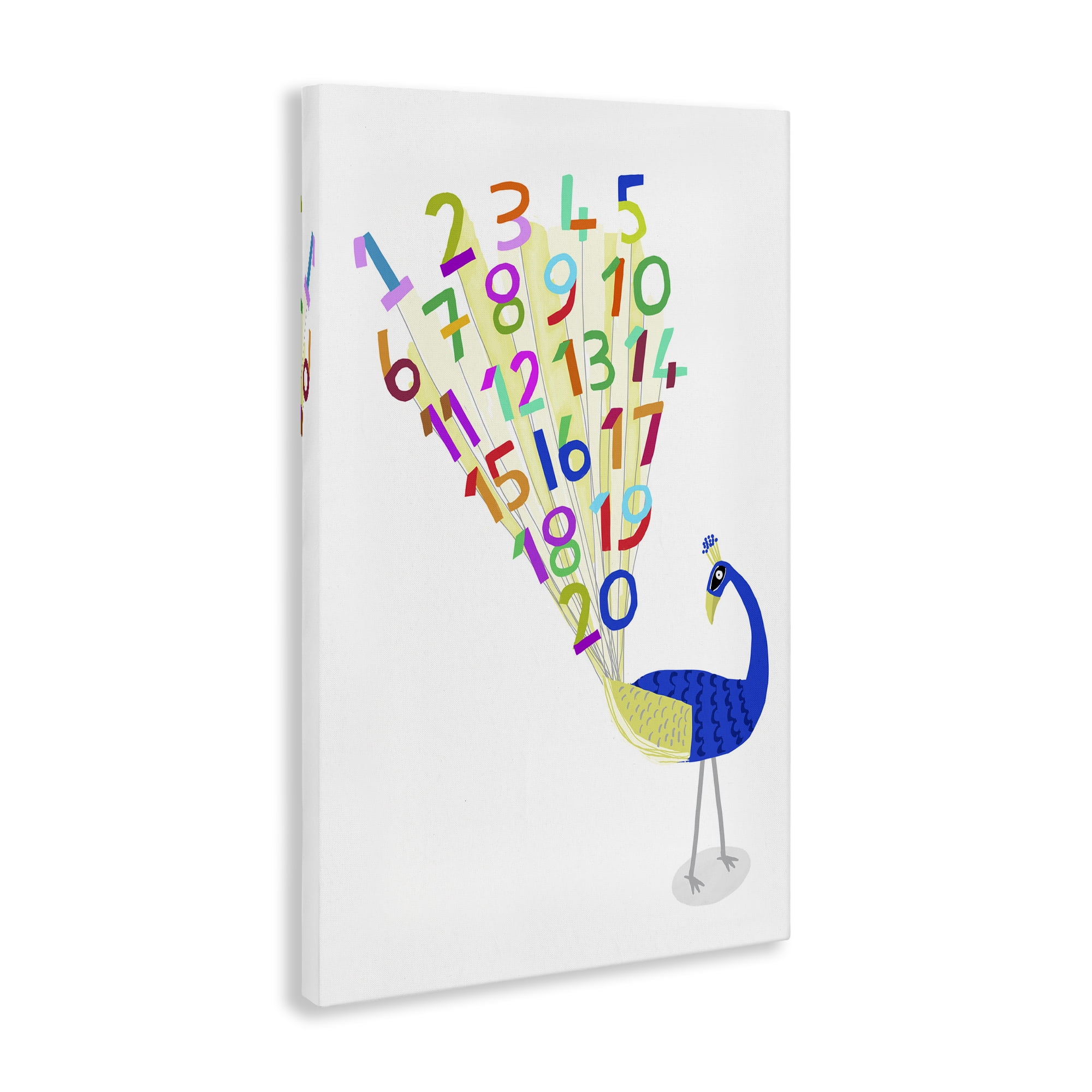 Stupell Industries Peacock with Numbers Animals & Insects Painting Gallery Wrapped Canvas Art Print Wall Art, 20 x 30
