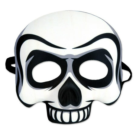Pack of 6 Halloween Black and White Day of the Dead Skull Half Mask 6.75