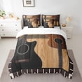 thumbnail image 2 of Wooden Guitar 7Pcs Comforter Set Full,Music Theme Bedding Set for Kids Boys Girls Adult Room Decor,Instrument Splicing Pattern Flat Fitted Sheet Rustic Vintage 2 Throw Pillow Covers,2 Pillowcases, 2 of 5