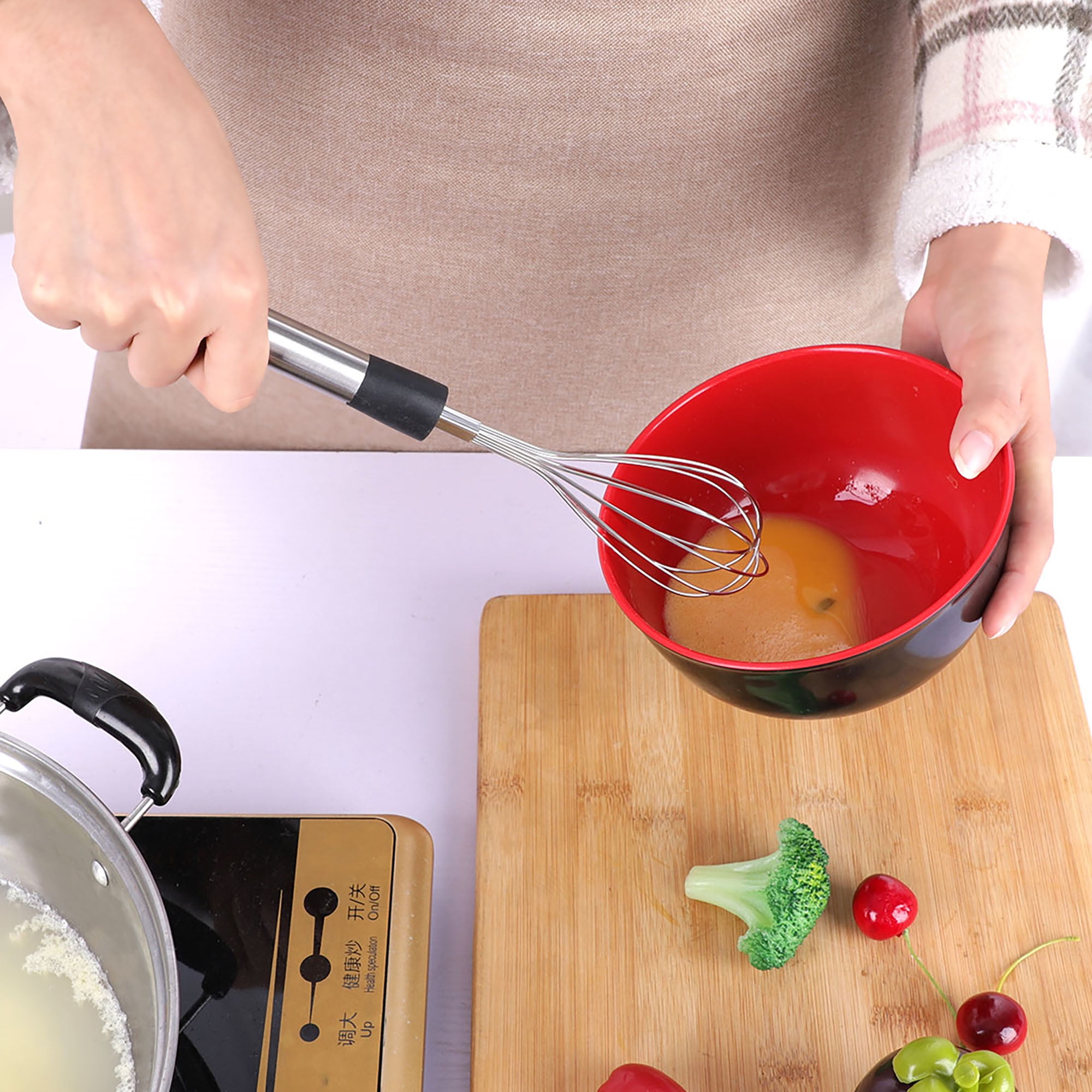 Stainless Steel Wire Whisk 11.2" Kitchen Whisk for Blending, Beating