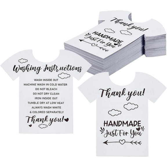 240 Sheets T Shirt Washing Instruction Cards 3.54x3.54inch T-Shirt Shaped Display Cards with Care Tips for Clothing Brands Sellers and DIY Crafters for Guidance White